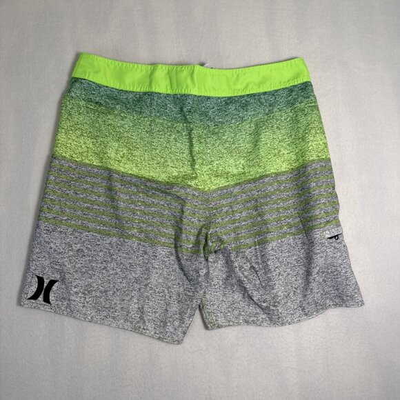Hurley 34 swim trunks board shorts unlined surf pocket 9" inseam Lime Green Gray - Picture 8 of 10